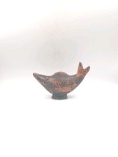 Statuette Zoomorphe Poisson Céramique Terre Cuite Patinée Poterie Vintage XXème