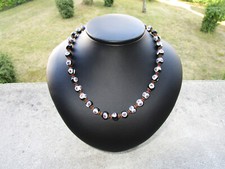 Ancien superbe collier ras-de-cou en perles de verre millefiori Murano.