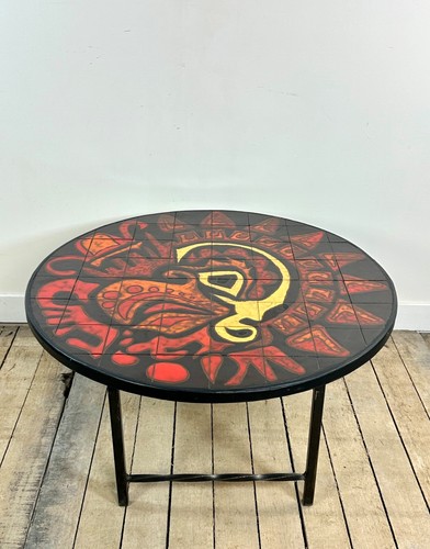 Table basse ronde vintage - , en