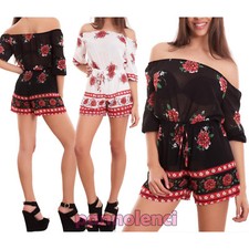 Global Femme Costume Short Motif à Fleurs Voilé Carmen Neuf CJ-2231