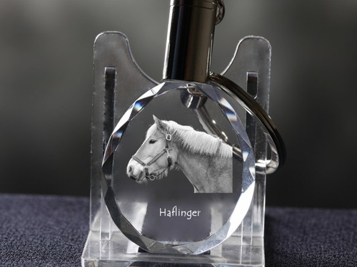 Haflinger cheval cristal rond - cheval,