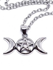 Collier pendentif triple phase de lune pentagramme déesse pentacle païen...