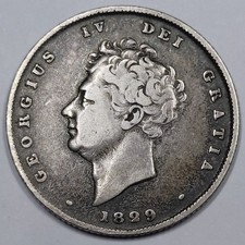 RARE Monnaie Argent, 1 Shilling 1829, George IV - GREAT BRITAIN (879 100ex)