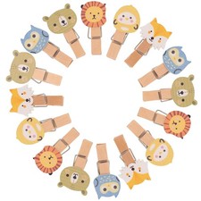  100PCS Animaux De La Forêt Bois Artisanat Clips avec Ficelle Mignon Photo Clips