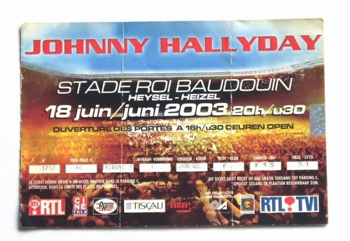 Johnny hallyday billet ticket - hallyday,