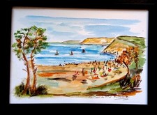 ARCACHON LA DUNE DU PILAT  AQUARELLE PARIS PEINTURE SIGNE JUMEAUX JEAN PIERRE