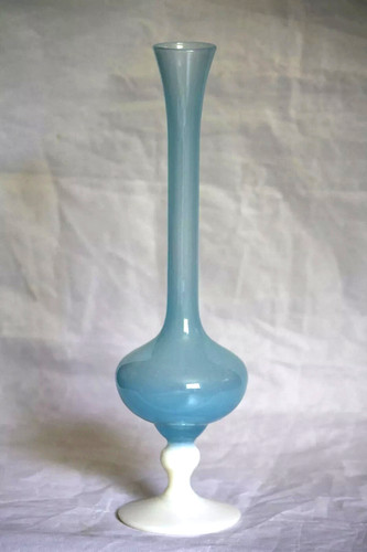 Vase pied opaline bleue - vase,