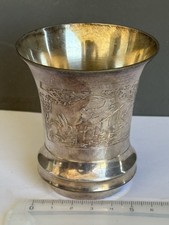 Timbale Décor Lièvre Lapin ancien Argent Massif Ou Métal Argenté ? Poinçon