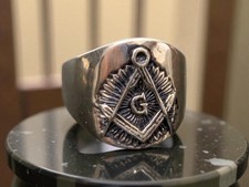 Bague sceau maconnique en laiton T63 - Franc-maconnerie masonic ring blason armo