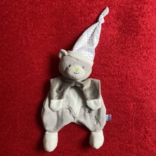 🇫🇷 Doudou Chat Bonnet Étoiles Gris Taupe Blanc Luminescent SUCRÉ D’ORGE TTBE