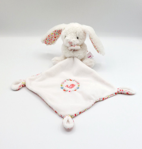 Doudou peluche lapin blanc