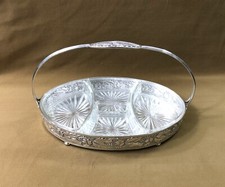 serviteur muet ART NOUVEAU décor HOUX métal argenté Table Panier  Plat Plateau