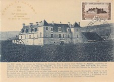 CARTE MAXIMUM 1ER JOUR CHATEAU DU CLOS DE VOUGEOT 17/11/51