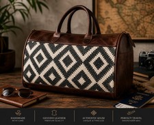 Sac de week-end kilim en cuir