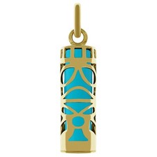 Pendentif Tiki polynésien Plaqué Or et Turquoise - Mixte - Chaîne en Option