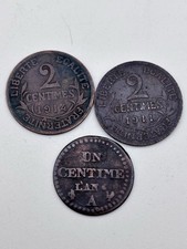 Lot De Trois Pièces De Monnaie 1 Centime Et Deux Centimes  #A17