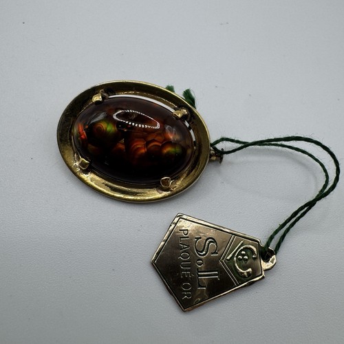 Broche pierre agate feu - pierre, et