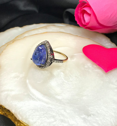 Bague halo diamant tanzanite