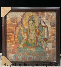 20.4 "vieux bouddhisme bois paintings 4 bras chenrezig Bouddha Tangka Thangka
