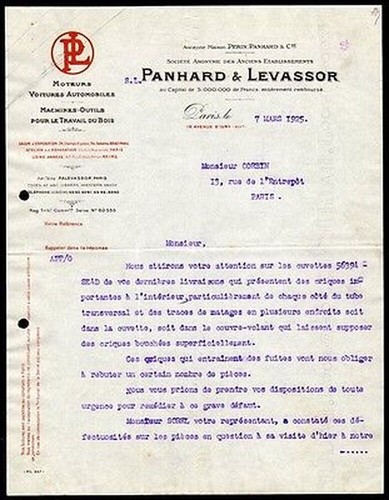Facture 1925 panhard - 1925,