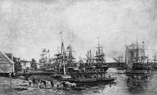 Vue du PORT de BORDEAUX (Par BOUDIN) - Gravure d'art du 19e siècle Grand Format