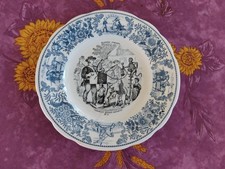 Assiette Parlante Musée Faiencerie Gien Plaisir Forain Chien Singe N°6 Bleu 20cm