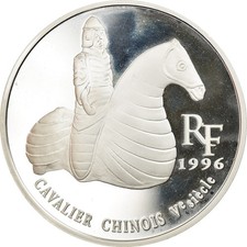 Pièce de monnaie, France, Cavalier chinois, 10 francs - 1,5 euro, 1996, Paris, Epreuve