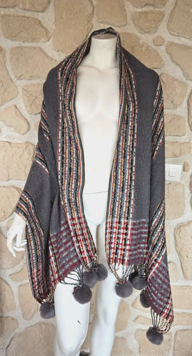 Echarpe grise pompons avec - grise,