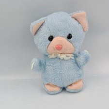 Ancienne peluche chat bleu rose CREATION MICHELE - 36550