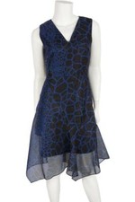 *** ROBE SANS MANCHES NOIRE A MOTIFS BLEUS ELIE TAHARI T. 2 (36/38) TBE ***
