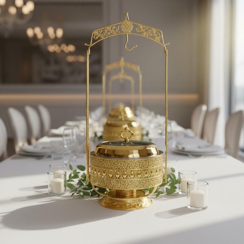 Chafing dish doré - chafing, maintien
