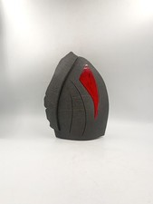 Vase Sculpture Céramique Vintage Noir Rouge Émaillé Signé H Années 80 Organique