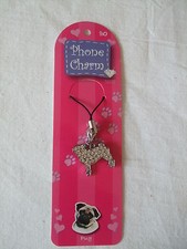 BIJOU pour portable - Motif chien  CARLIN  strass