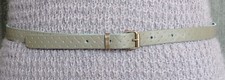 Ceinture vintage en cuir gris pour femme boucle carré intérieur vert T 70