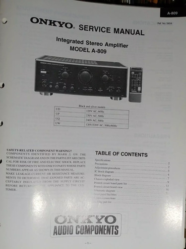 Onkyo 809 amplifier service - a-809,