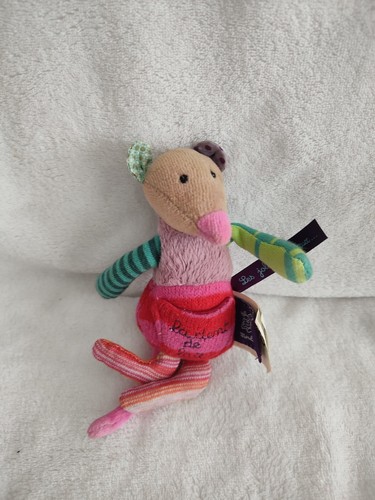 Doudou souris rose raye rouge - doudou,