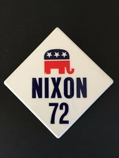 Vintage RARE 1972 NIXON Square Campaign Button Pin