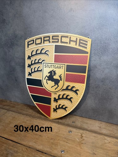 Plaque métal logo - métal, porsche