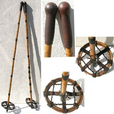 RARES 1,53 m ANCIENS GRANDS BATONS DE SKI BAMBOU ANTIC  BAMBOO SKI POLES STICKS