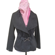 veste grise zara basic col à porter ouvert ou fermé taille L en très bon état