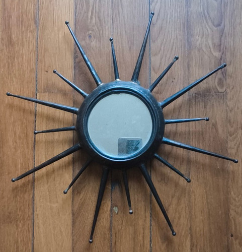 Miroir mural soleil - , métal