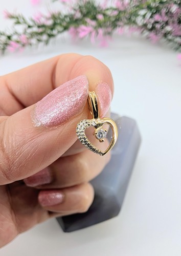 Pendentif coeur serti un - pendentif,