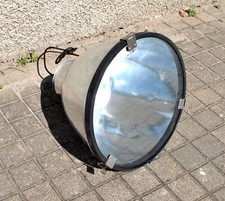 Grande Lampe d'atelier - suspension industrielle en métal chromé et verre