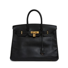 Hermès 1999 Sac Reteint Noir Birkin 35 Dyed Black Epsom Leather Hand Bag Hermes