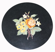 18 " Noir Marbre Rond Café Table Top Incrustation Maison Décor Art Travail