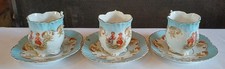 3 Tasses à Café Anciennes Porcelaine de Saxe ? - décor romantique 1900