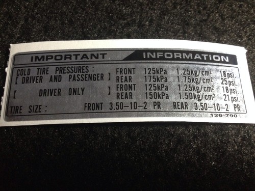 Tire info decal st50 - tire, st70