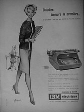 PUBLICITÉ IBM ÉLECTRIQUE MACHINE A ÉCRIRE LA PLUS VIVE DU MONDE CHARIOT RAPIDE