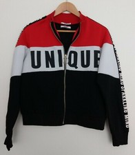 GILET MULTICOLORE A ZIP. ROUGE BLANC NOIR. JENNYFER. POLYESTER. COTON. TAILLE L