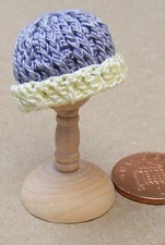 Chapeau En Crochet Gris Pour Femmes Miniature 1:12 Pour Maison De Poupées T4